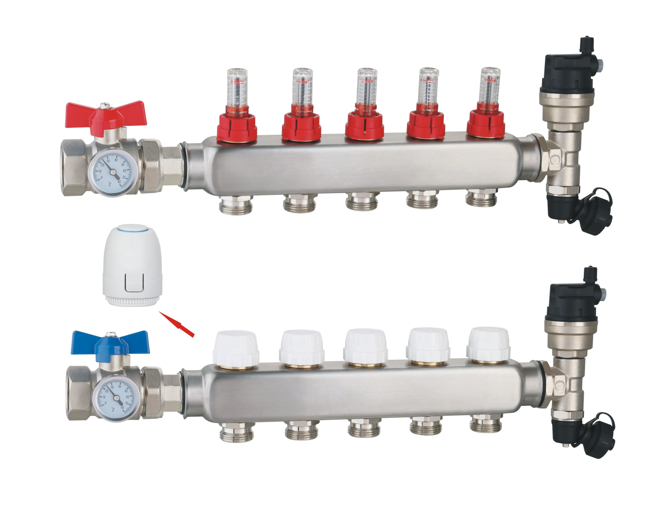 Latest Stainless steel manifold with flowmeter for pex radiant underfloor water heating system