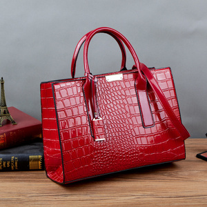 Fashion solid color crocodile hard lacquer tote bags women hand bags luxury modern handbag