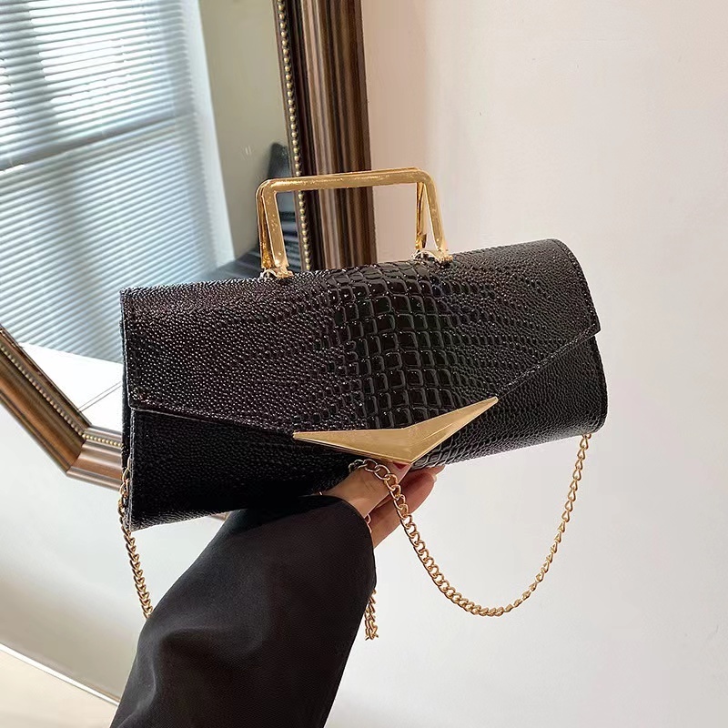 Latest trendy designer ladies pu leather clutch bag 2023 shoulder alligator mini handbag leather purses women