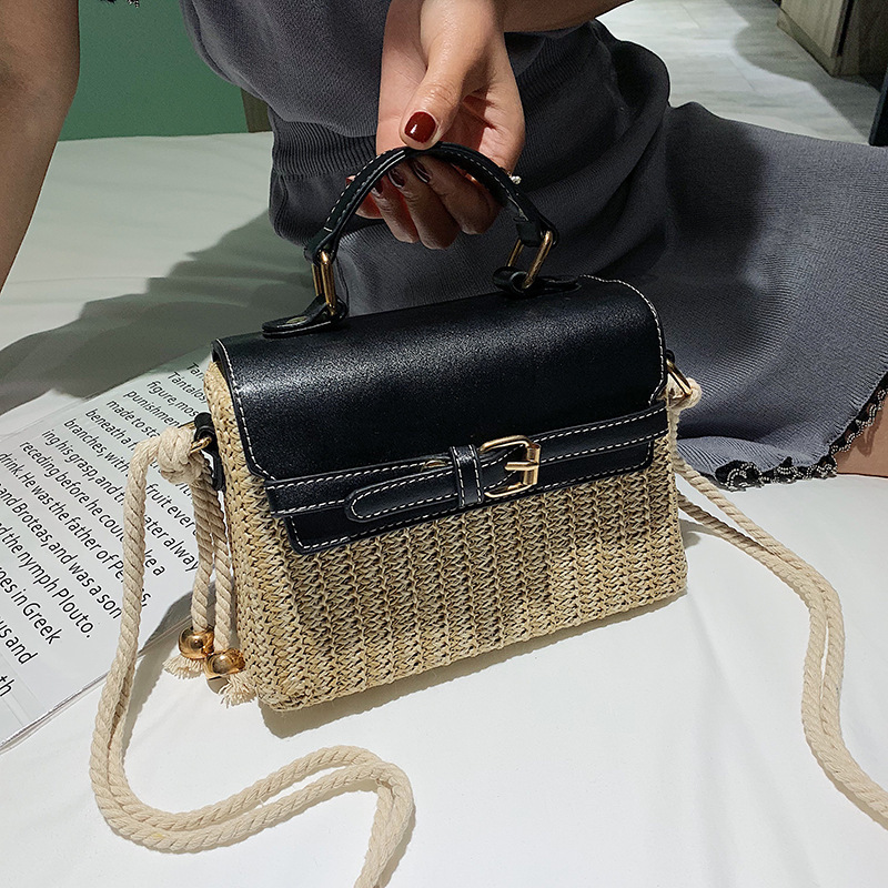 2021 Summer fashion ladies beach hasp braided handbag women shoulder crossbody bag girls weave purse