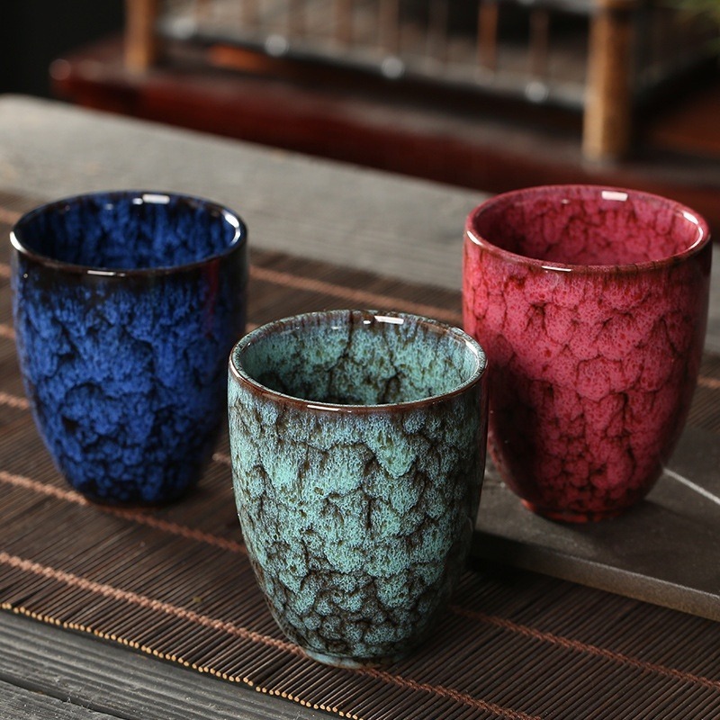 Japanese Porcelain Crackle Glaze Cup For Tea Gift Cup Ceramic Bowl Kiln Change Tea Cup