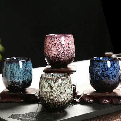 Wholesale Chinese Porcelain Crackle Glaze Cup For Tea Eco Gift Wine Cup Ceramic Bowl Kiln Change Tea Cup