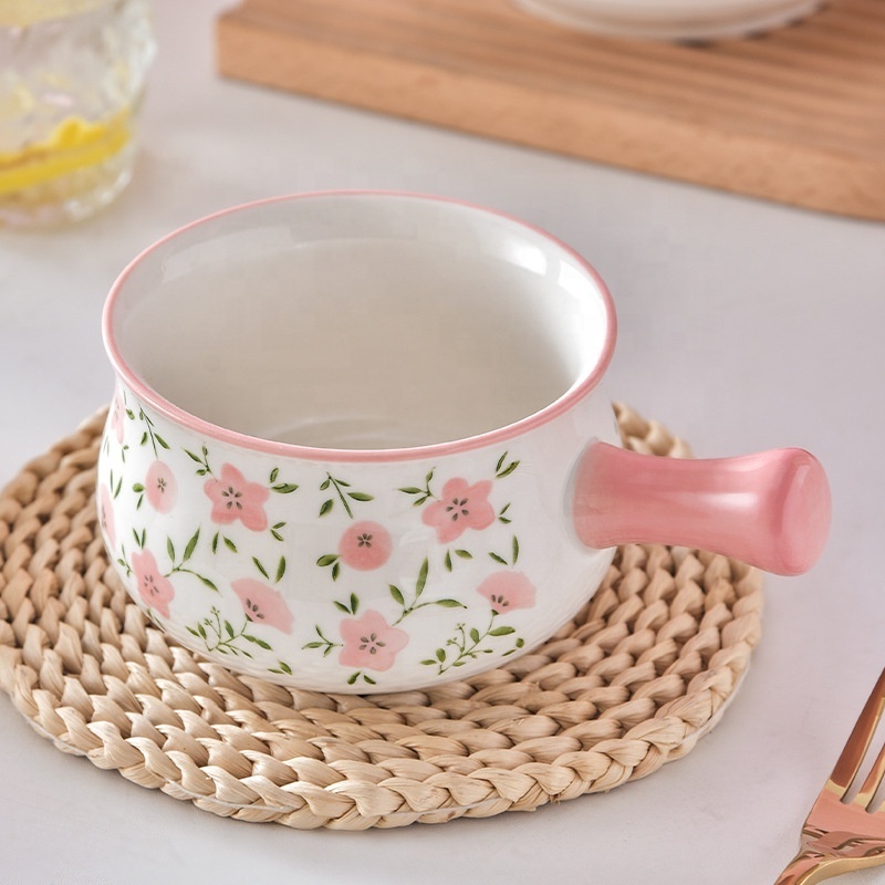 Flower Ceramic Plates and Dishes Baking Display Tray Porcelain Salad Ramen Soup Bowls Dinnerware Set Kitchen & Tabletop