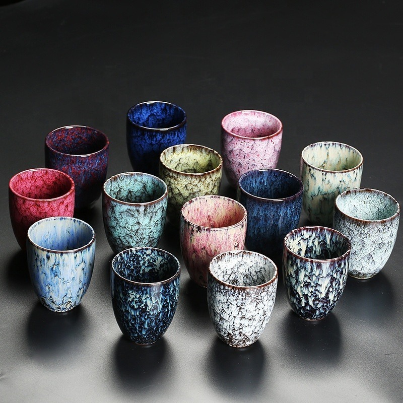 Japanese Porcelain Crackle Glaze Cup For Tea Gift Cup Ceramic Bowl Kiln Change Tea Cup