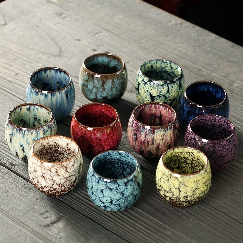 Wholesale Chinese Ceramic Tea Cup  Crackle Glaze Tea Cup Eco Gift Wine Cup