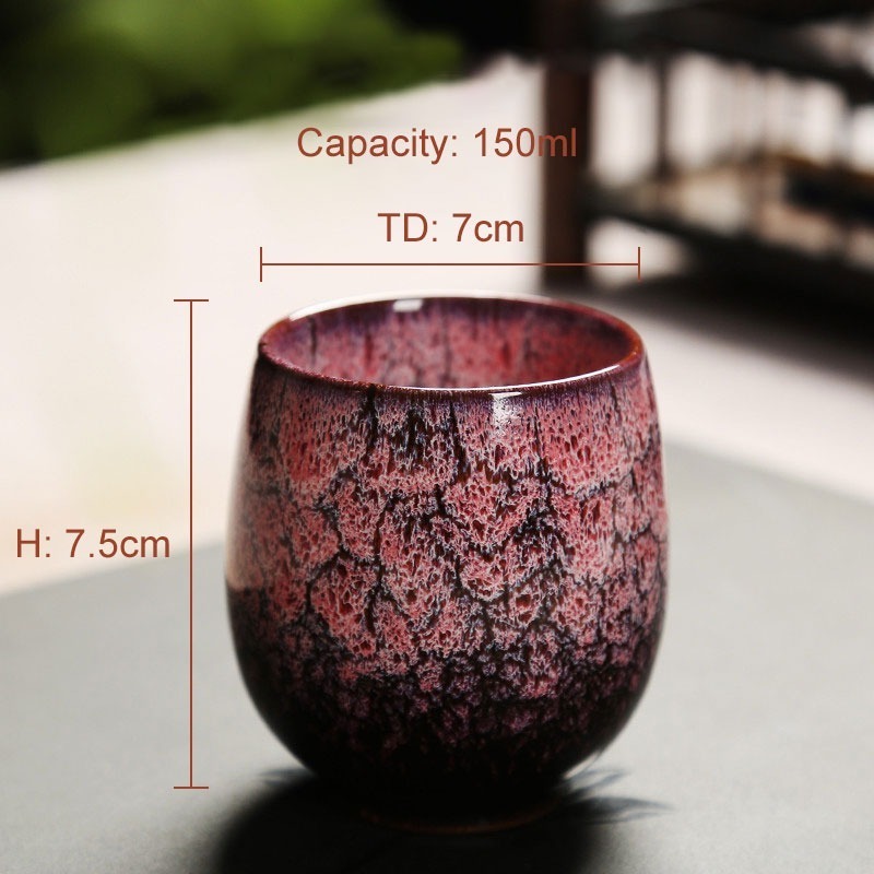 Wholesale Chinese Porcelain Crackle Glaze Cup For Tea Eco Gift Wine Cup Ceramic Bowl Kiln Change Tea Cup