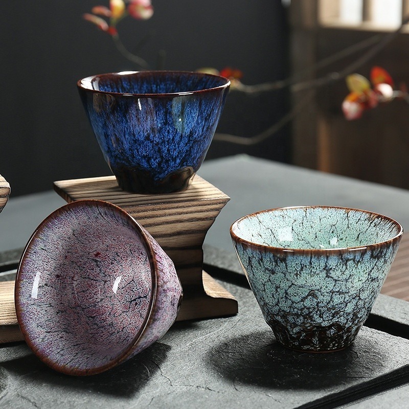 Hot Sale Crackle Glaze Porcelain Mug Gift Cup  Kung Fu Tea Set Custom Logo Ceramic Bowl Tea Cup