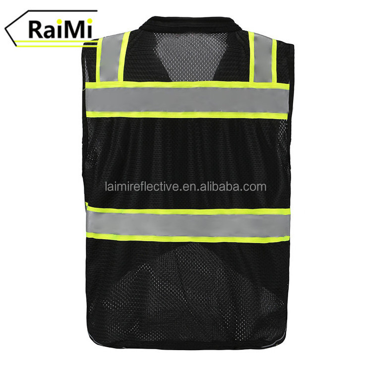 4x black mens custom hi vis reflective safety vest