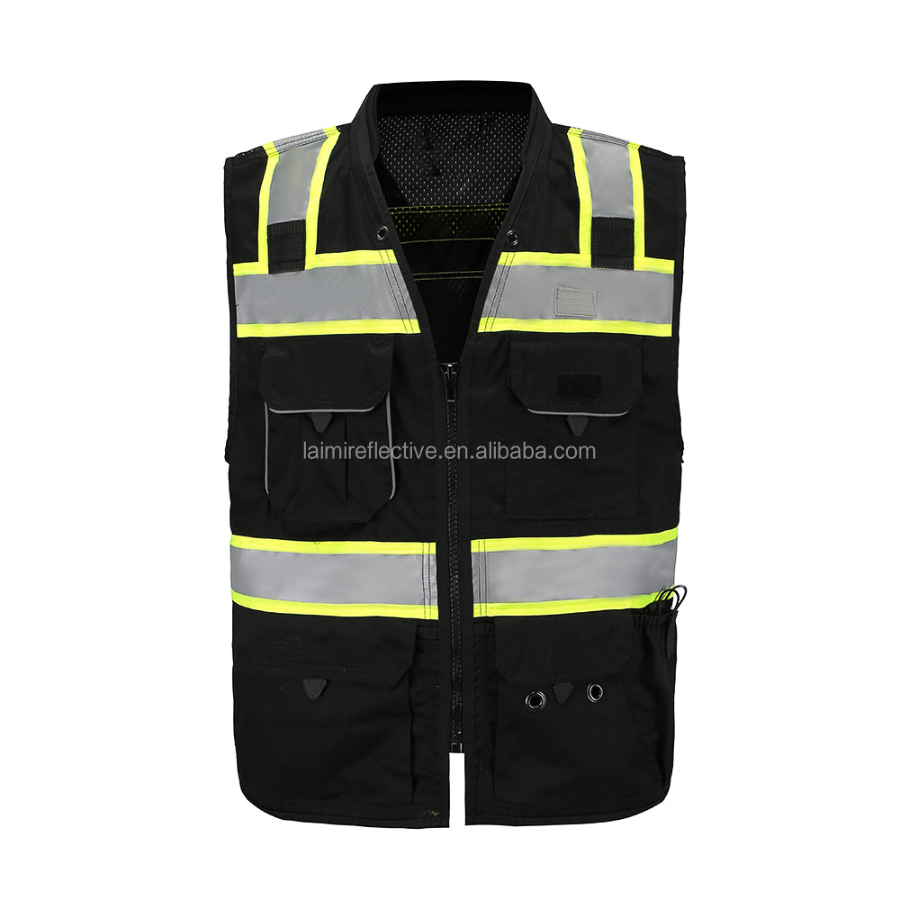 4x black mens custom hi vis reflective safety vest