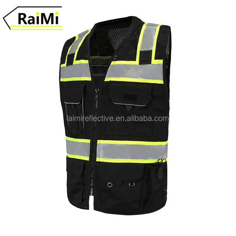 4x black mens custom hi vis reflective safety vest