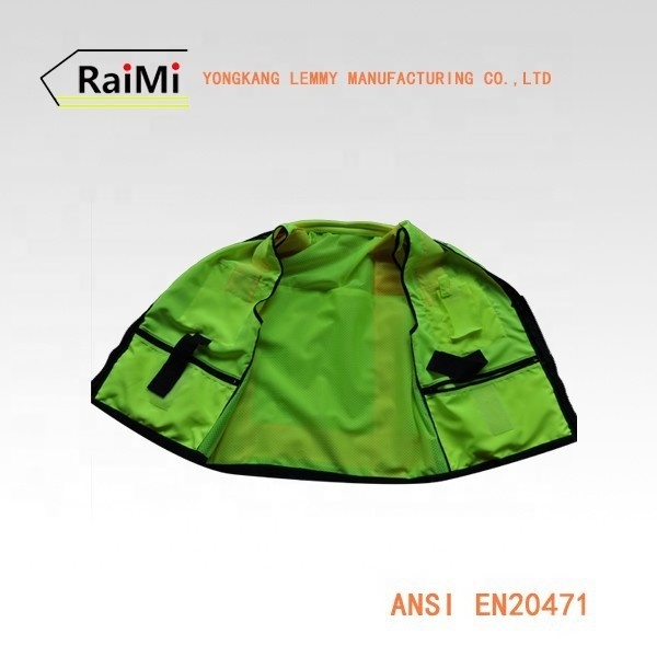 Multi pocket work vest mens workwear ANSI class 2 fluorescent suits surveyor reflective safety vest