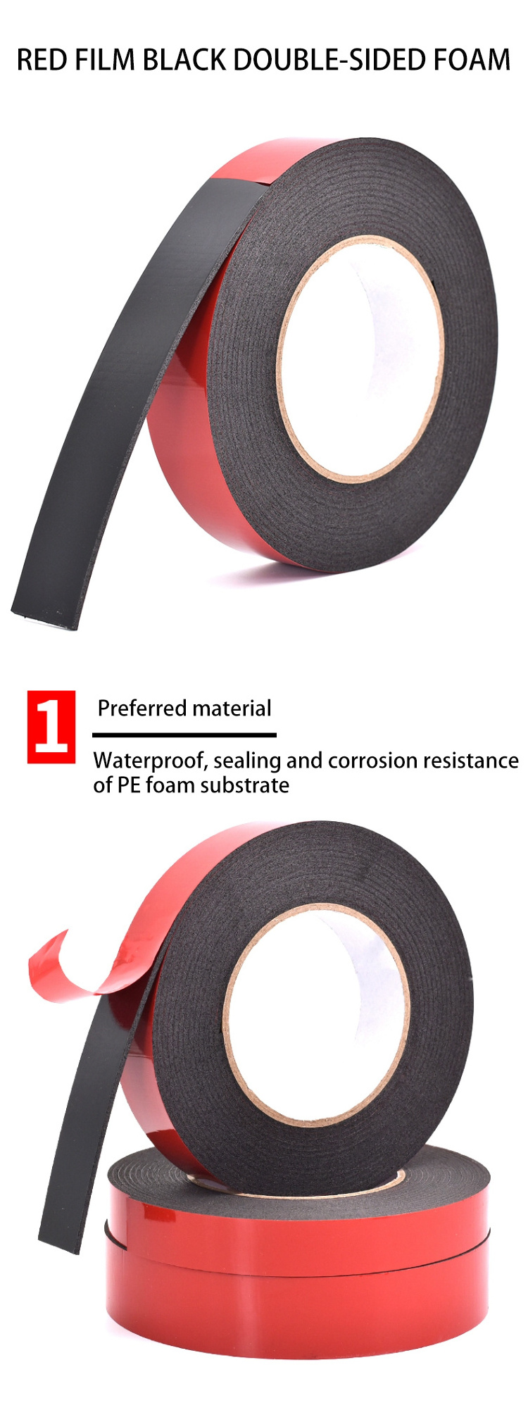 High Density Mounting Adhesive Sealing tape Heavy Duty Waterproof Double Sided PE Foam Adhesive Tape