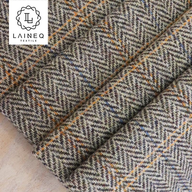 colorful England harris  herringbone 100% wool tweed fabric for coats / suit