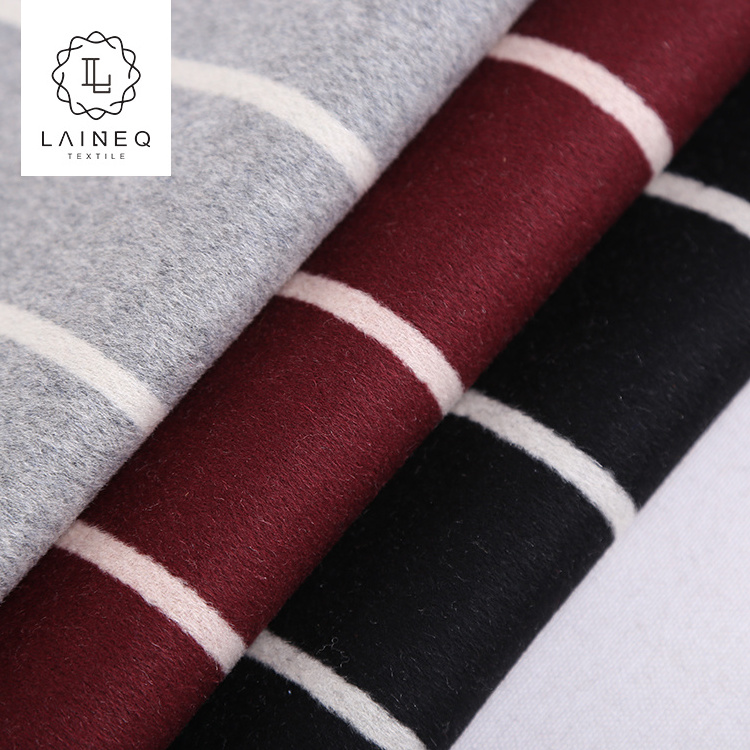 high quality 60% wool red white striped wool fabric for coat