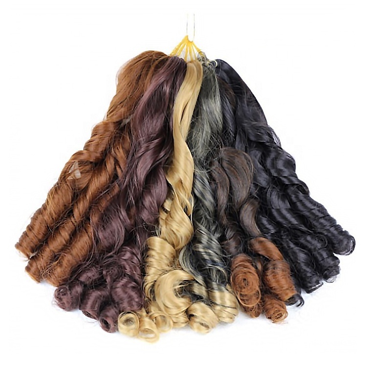 French Curls Extension Ombre Synthetic Crochet Braid Spiral Curly Loose Wave Yaki Braiding Hair Pony Shiny Silky Hair for Braids