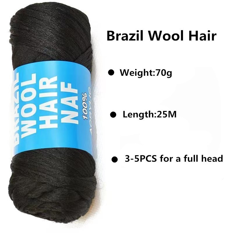 African 70g Brazilian wool 100% Acrylic hair yarn for dreadlocks hair knitting crochet braiding Attachment wool hair extensions