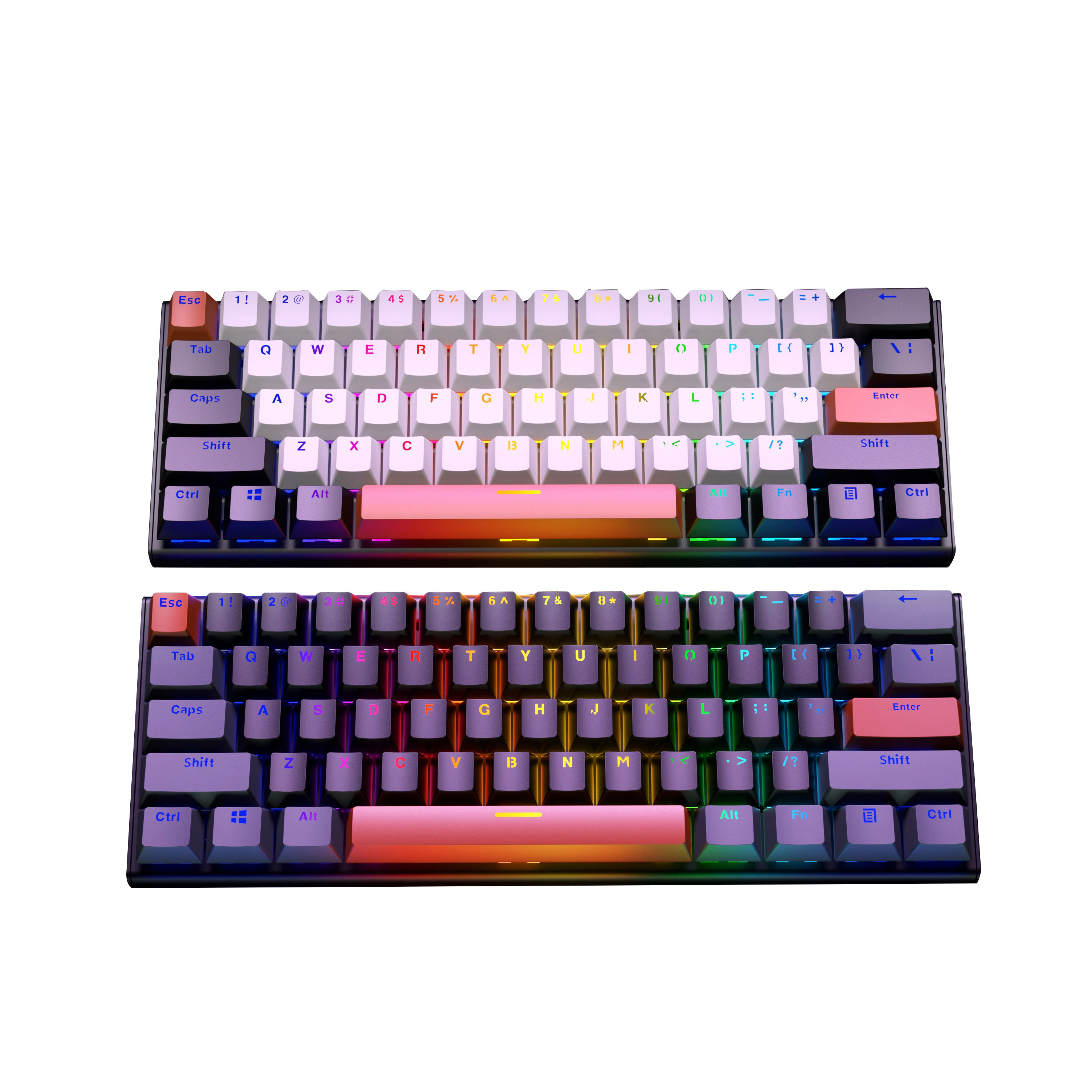 New design mini USB backlit RGB gamer teclado cheap UK russian spanish 60 percent gaming wired computer mechanical keyboard