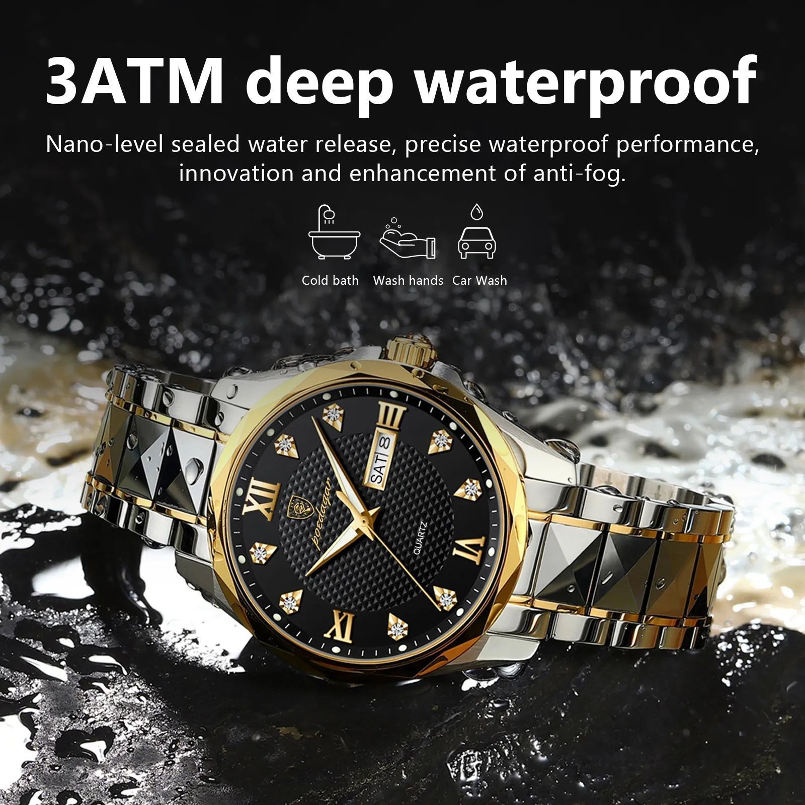 POEDAGAR 998 Luxury Men's Watches Waterproof Stainless Steel Quartz Watches Luminous Date Week High Quality Clocks