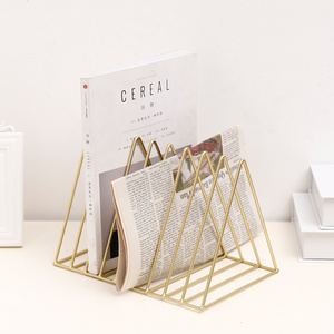 Simple triangle bookshelf Creative office desk decoration magazine storage shelf