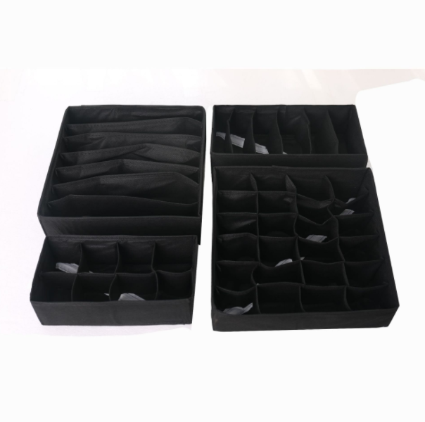 Black Closet Underwear Organizer Drawer Divider 4 Set underwear storage organizer