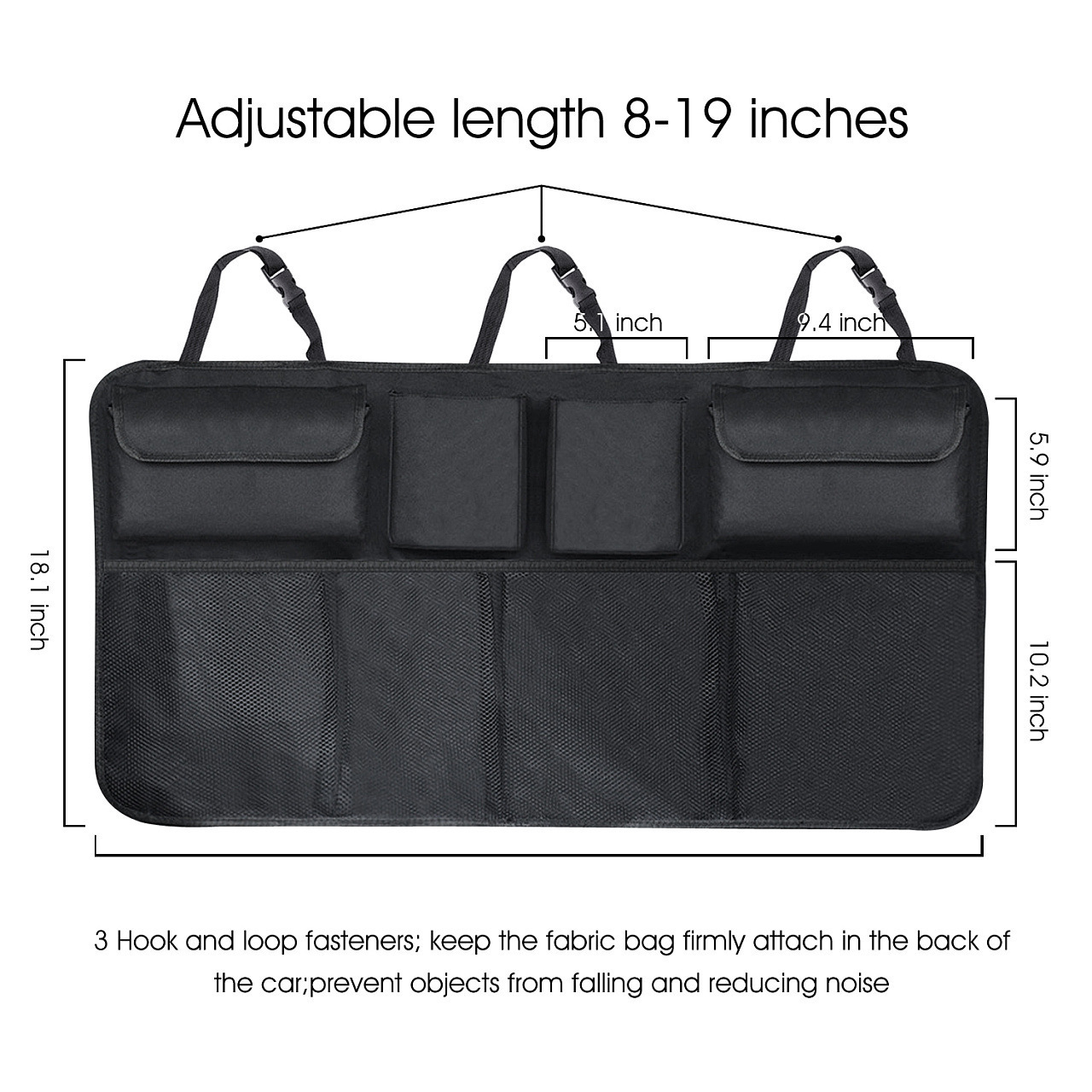 Back Seat Hanging Organizer with 8 Large Storage Bag Car Trunk Organizer