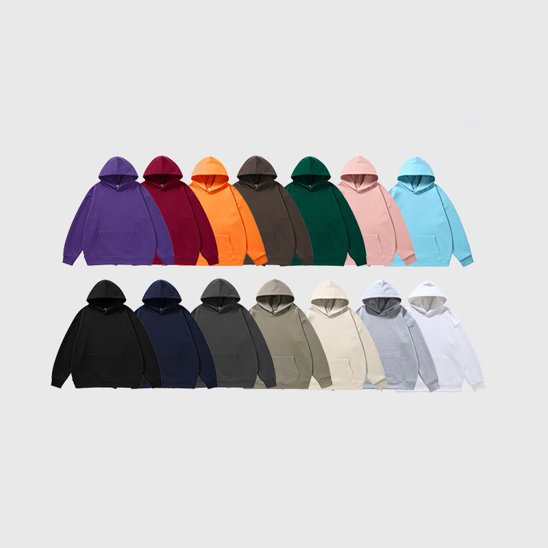 H5405 Wholesale Custom 380 GSM Cotton Blends Drop Shoulder Blank Hoodies Oversized Plain Men's Hoodies