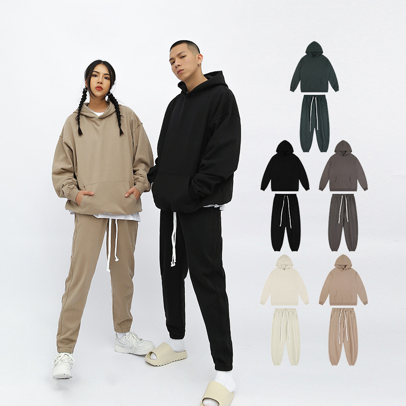 MSET5070 Custom 420g 100% Cotton French Terry Lined Sweatpants and Hoodie Set Jogging Wear Tracksuit