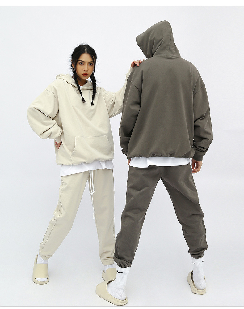 MSET5070 Custom 420g 100% Cotton French Terry Lined Sweatpants and Hoodie Set Jogging Wear Tracksuit