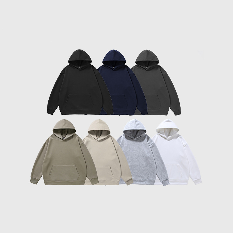 H5405 Wholesale Custom 380 GSM Cotton Blends Drop Shoulder Blank Hoodies Oversized Plain Men's Hoodies