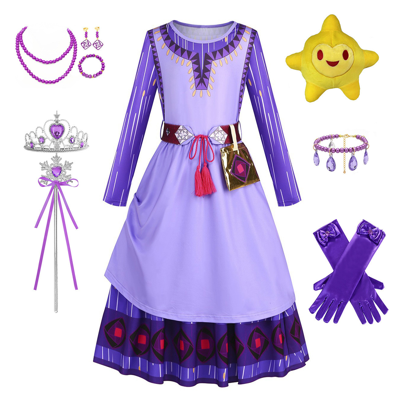 Asha Cosplay Costume Princess Dress for Birthday Party Girl Gift Cosplay Outfits for Halloween Christmas Party