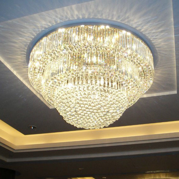 Modern Round Semi Flush Mount Chandelier Gold Ceiling Lighting for Hallway Entryway Foyer