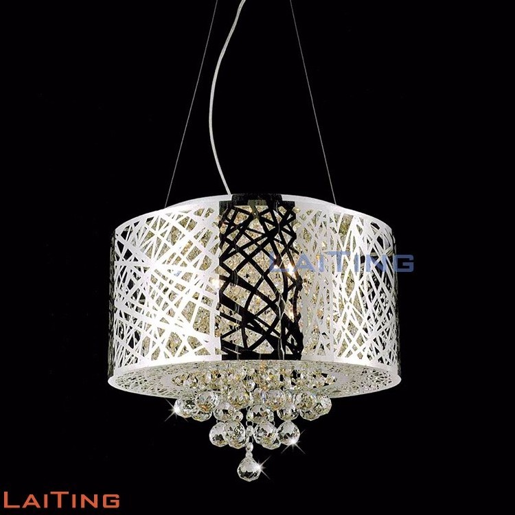 Contemporary Pendant Lamp Lighting Drum Shade Chandelier Flame Crystal Modern Metal Silver 90 Nordic Lights Energy Saving G9 360