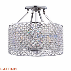 4-Light Drum Semi Flush Mount Chandelier for Dining Living Room Bedroom