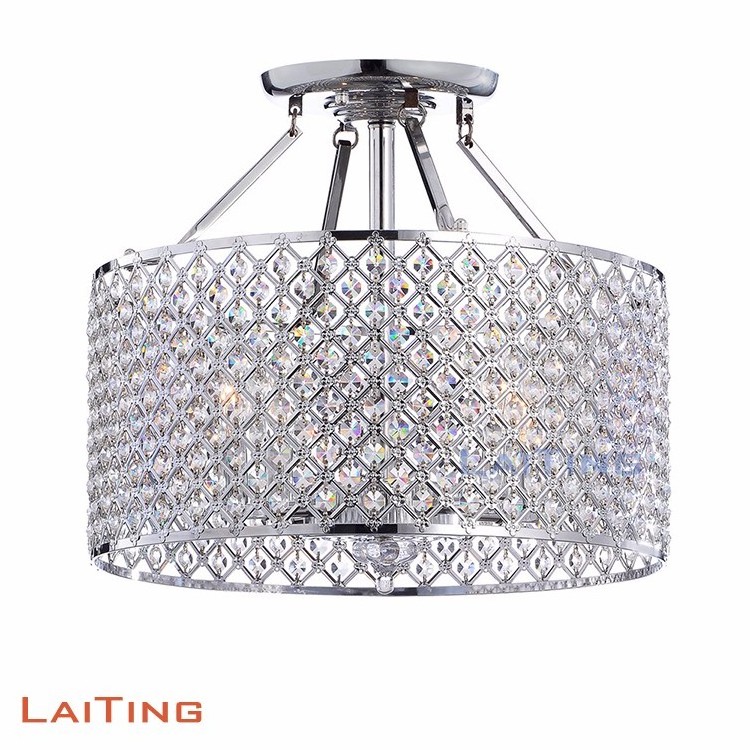 4-Light Drum Semi Flush Mount Chandelier for Dining Living Room Bedroom