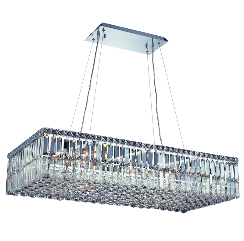 Rectangular Luster Crystal Chandeliers Chrome Kitchen Island Foyer Dining Room large Light Fixtures