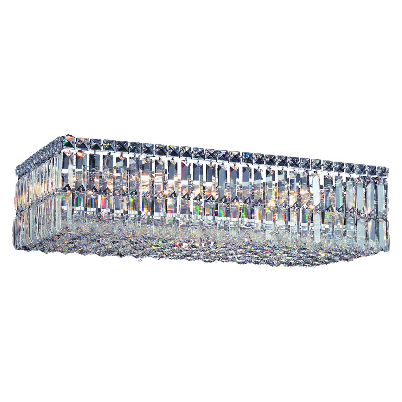 Rectangular Luster Crystal Chandeliers Chrome Kitchen Island Foyer Dining Room large Light Fixtures