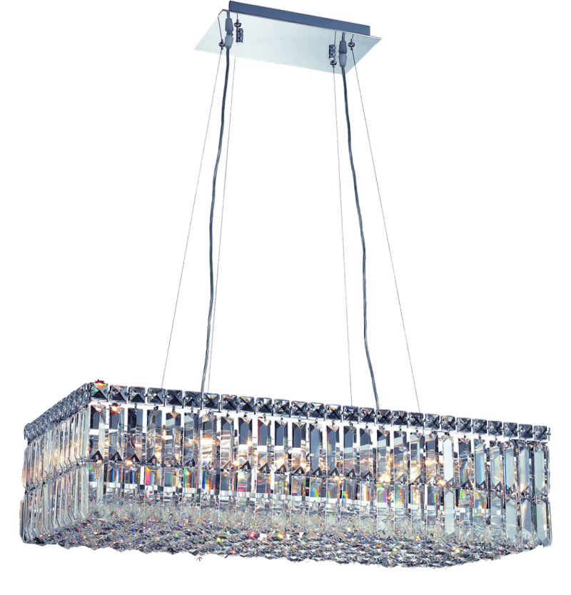 Rectangular Luster Crystal Chandeliers Chrome Kitchen Island Foyer Dining Room large Light Fixtures