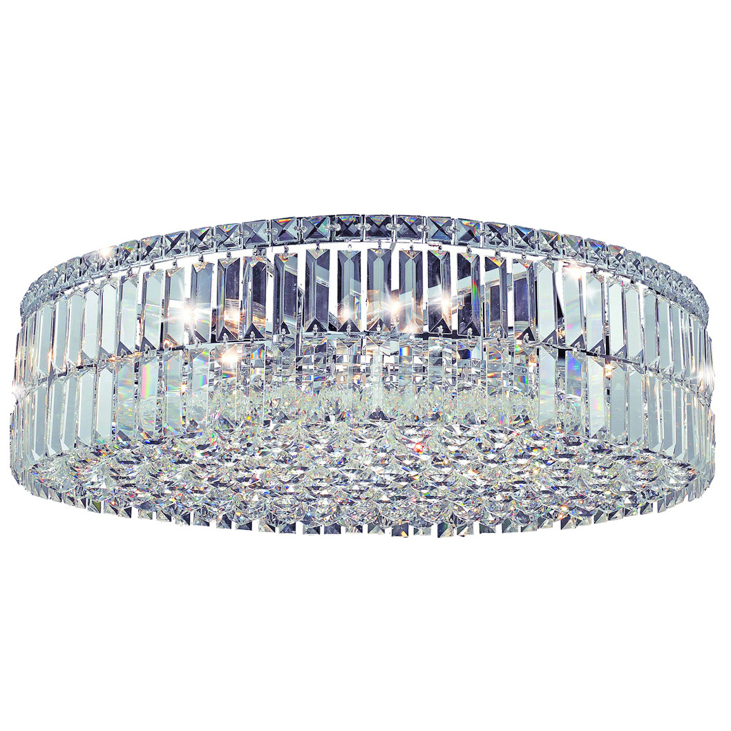 Modern Cheap Silver Crystal Chandeliers Round LED Flush Mount Ceiling Lights for Living room  Kitchen