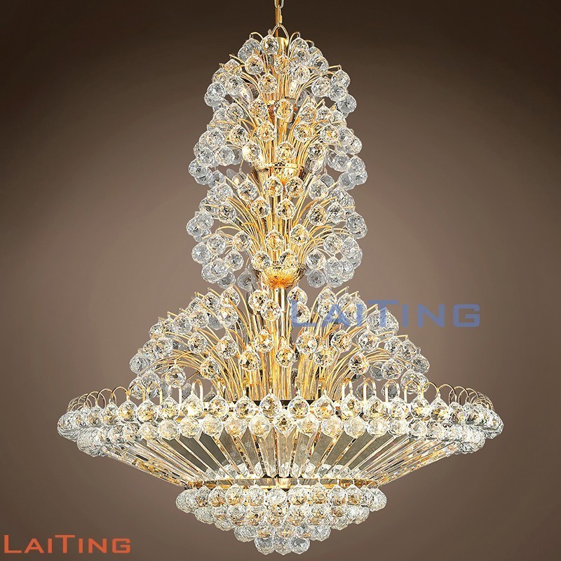 Royal Luxury Chandelier Lighting LED Clear Crystal Large Chandelier Lamp Home Decor Gold Empire Living Room Lighting Fixture