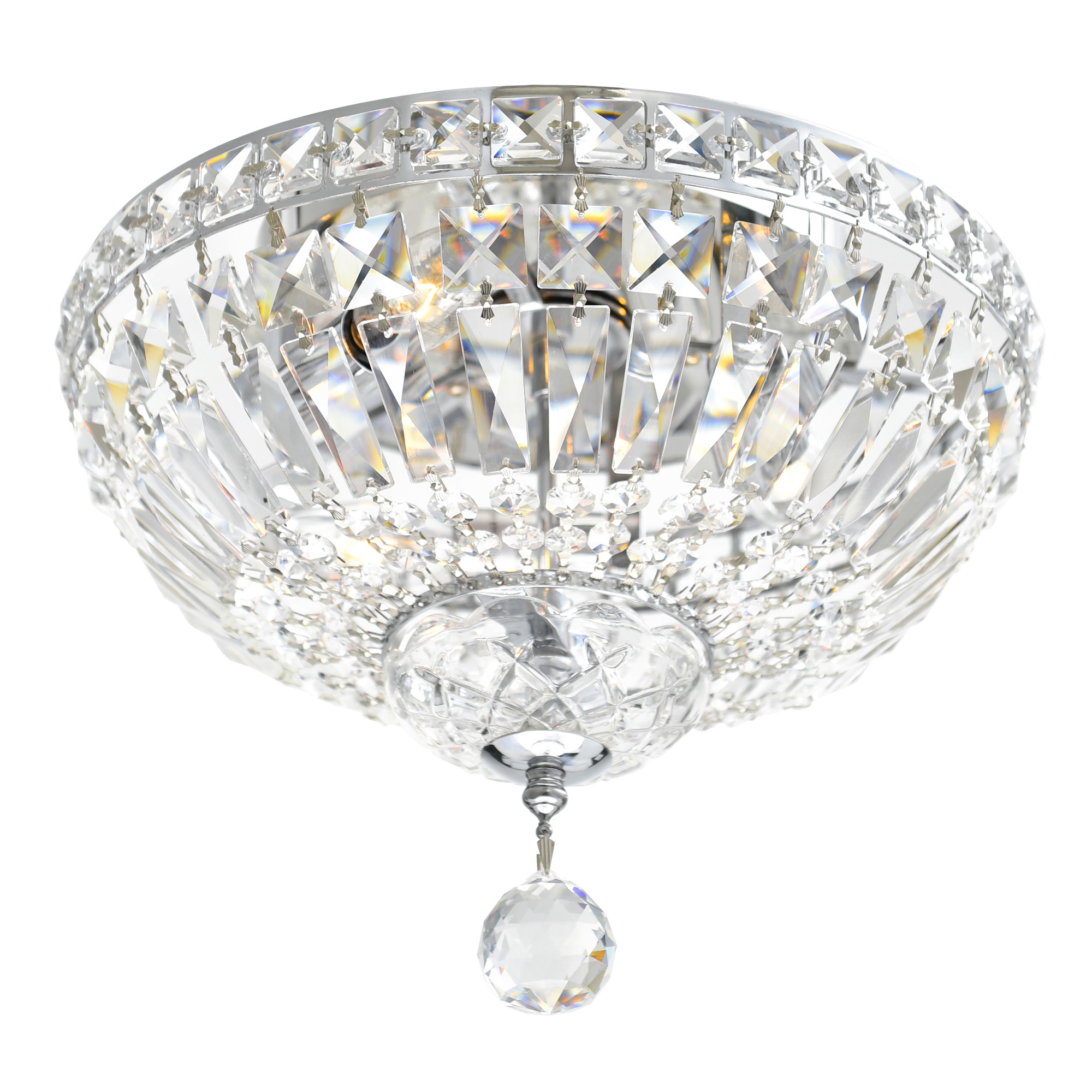 Contemporary Round Crystal Chandelier Flush Mount Ceiling Lights Custom Lighting