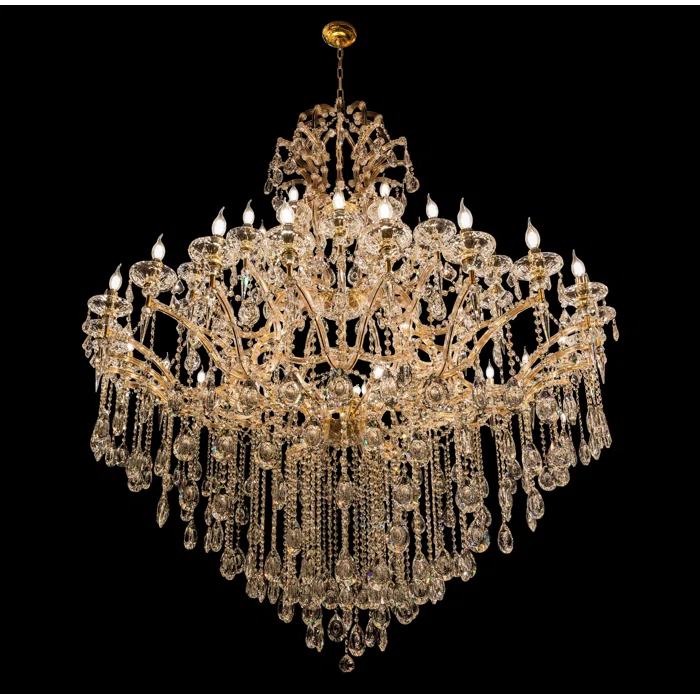 European Adjustable chain length Large gold 42- Light Crystal Chandelier for palace convention meeting wedding hall