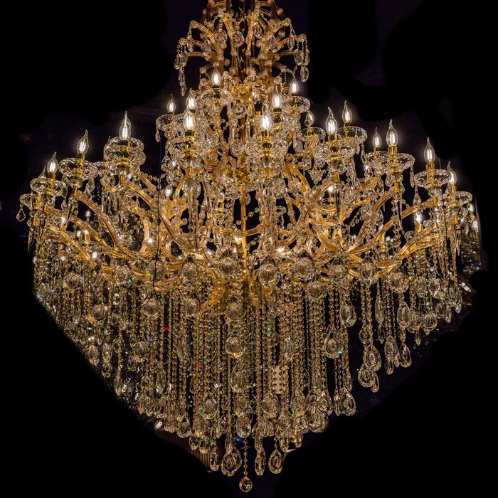 European Adjustable chain length Large gold 42- Light Crystal Chandelier for palace convention meeting wedding hall