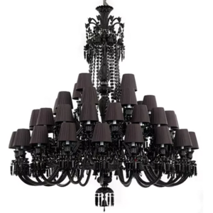 Luxury Modern Huge Crystal Chandelier Custom LED Pendant Lamp 48-Light Black Crystal Ceiling Light Fixture