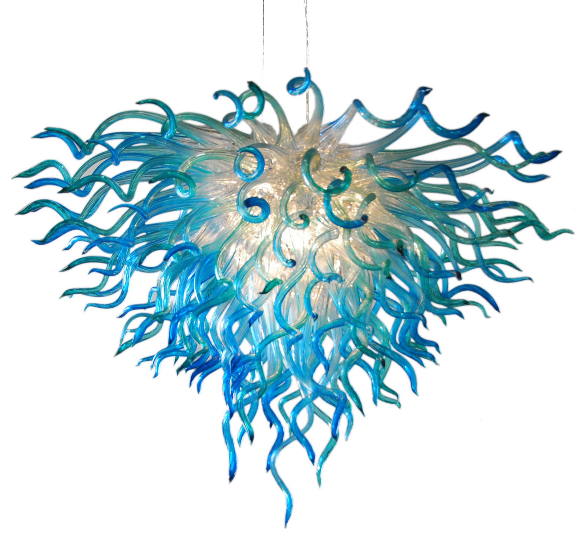 Modern Crystal Ceiling Pendant Lamps Fancy  Blue Hand Blown Glass Chandelier Light Murano Antique Glass Art Indoor Lighting