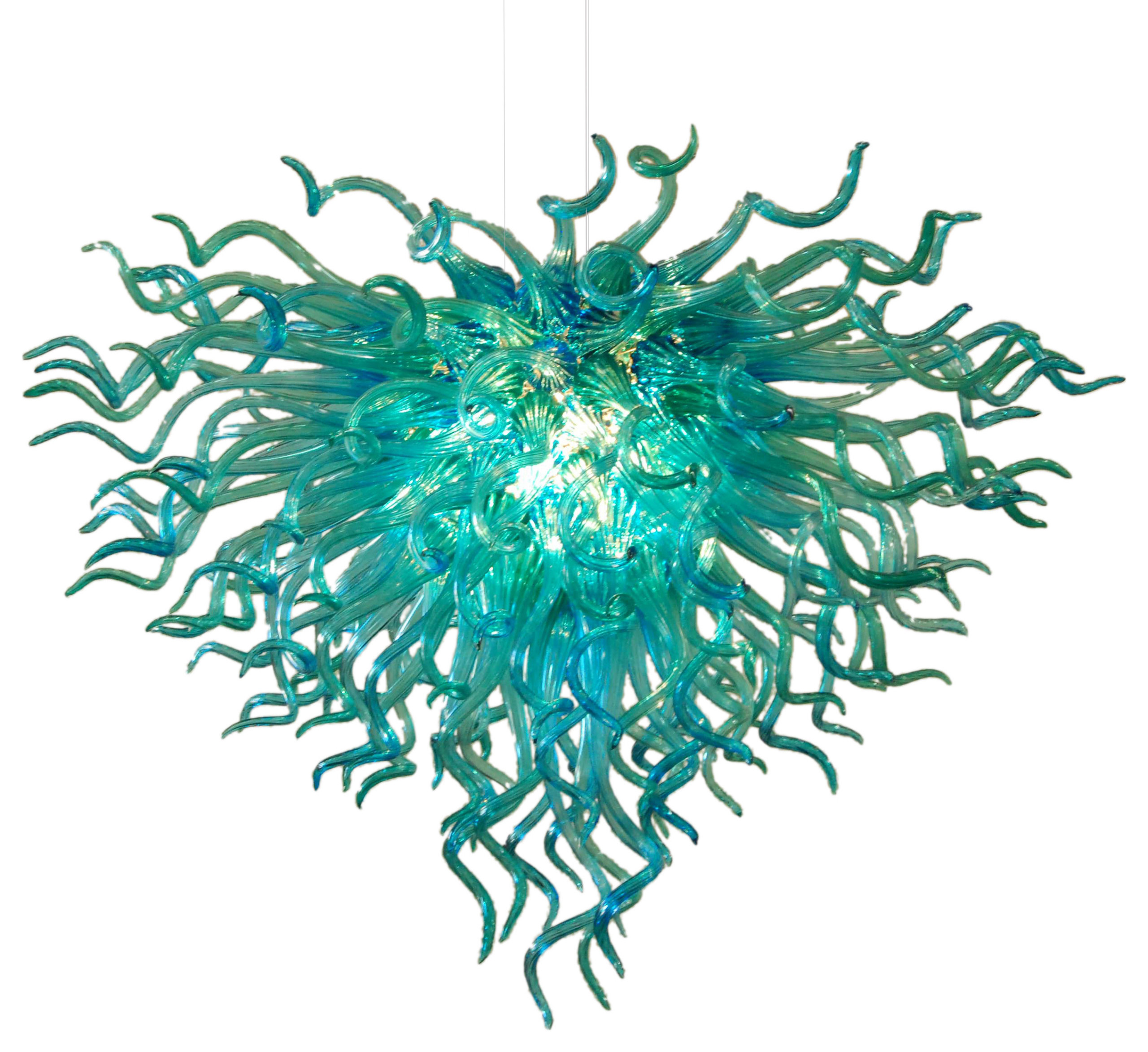 Modern Crystal Ceiling Pendant Lamps Fancy  Blue Hand Blown Glass Chandelier Light Murano Antique Glass Art Indoor Lighting