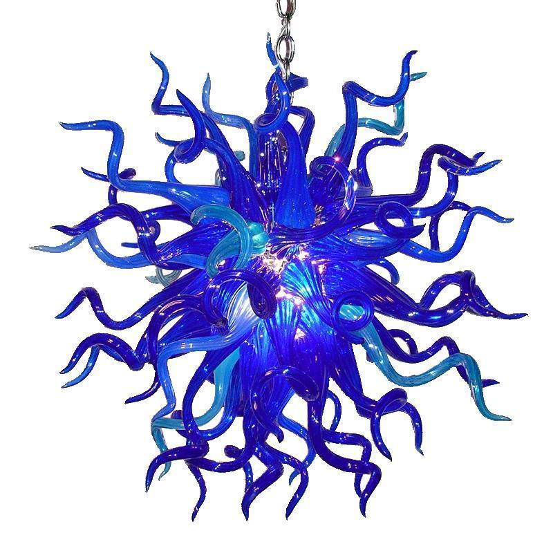 Modern luxury Blue Hand Blown Glass chandelier Custom wedding lighting Murano Round pendant light fixture