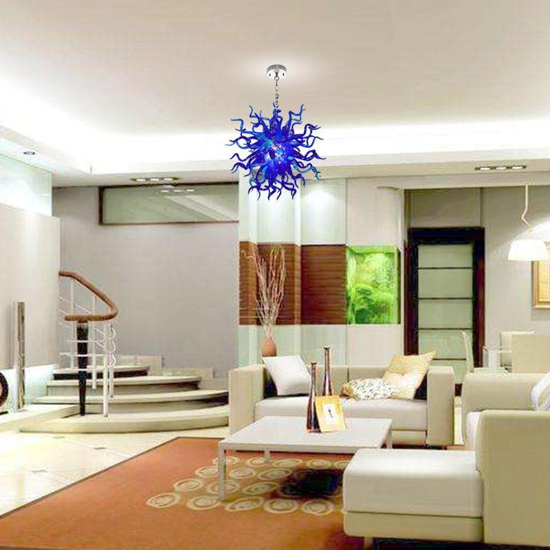 Modern luxury Blue Hand Blown Glass chandelier Custom wedding lighting Murano Round pendant light fixture