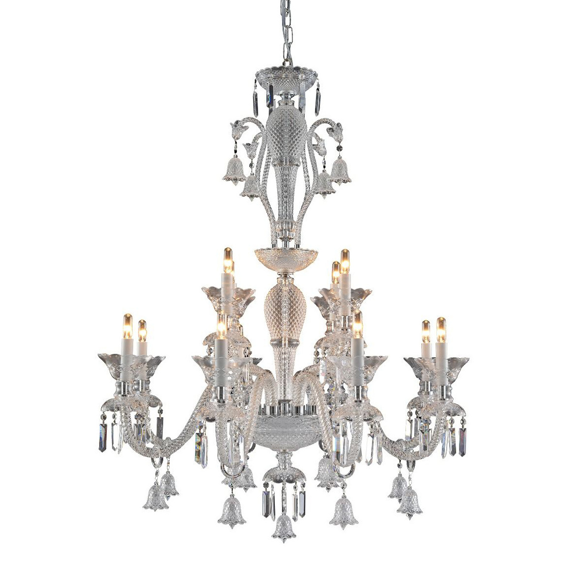 Classic Vintage Crystal Candle Chandeliers Lighting Chrome 6 Lights Bohemian Glass Pendant Ceiling Fixture Lamp