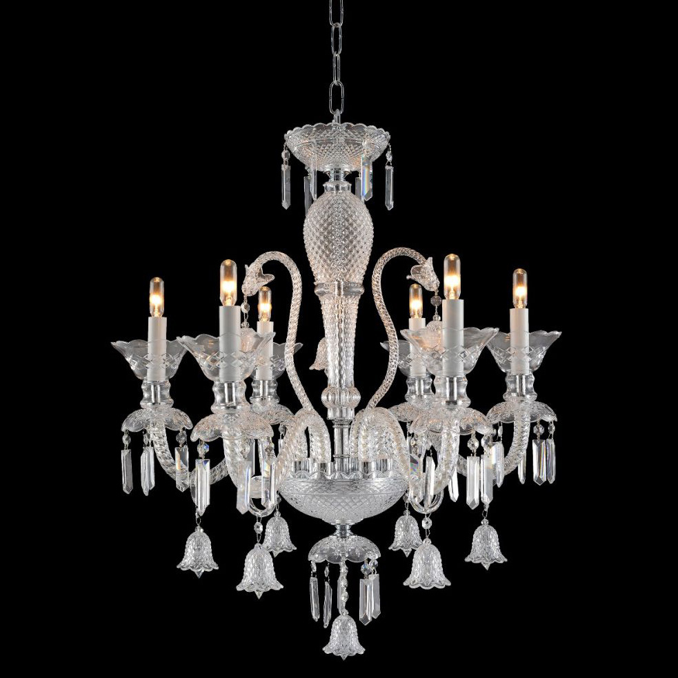 Classic Vintage Crystal Candle Chandeliers Lighting Chrome 6 Lights Bohemian Glass Pendant Ceiling Fixture Lamp