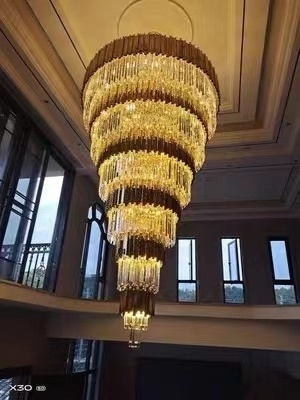 Non-standard custom project lighting postmodern long crystal glass rod chandelier metal Ceiling lights